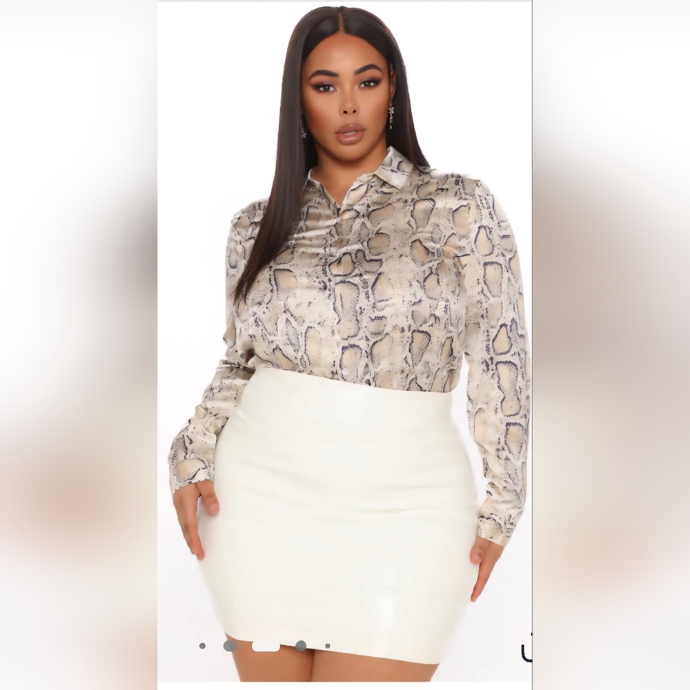 Snake It Off Button Down Shirt - Taupe/Combo
